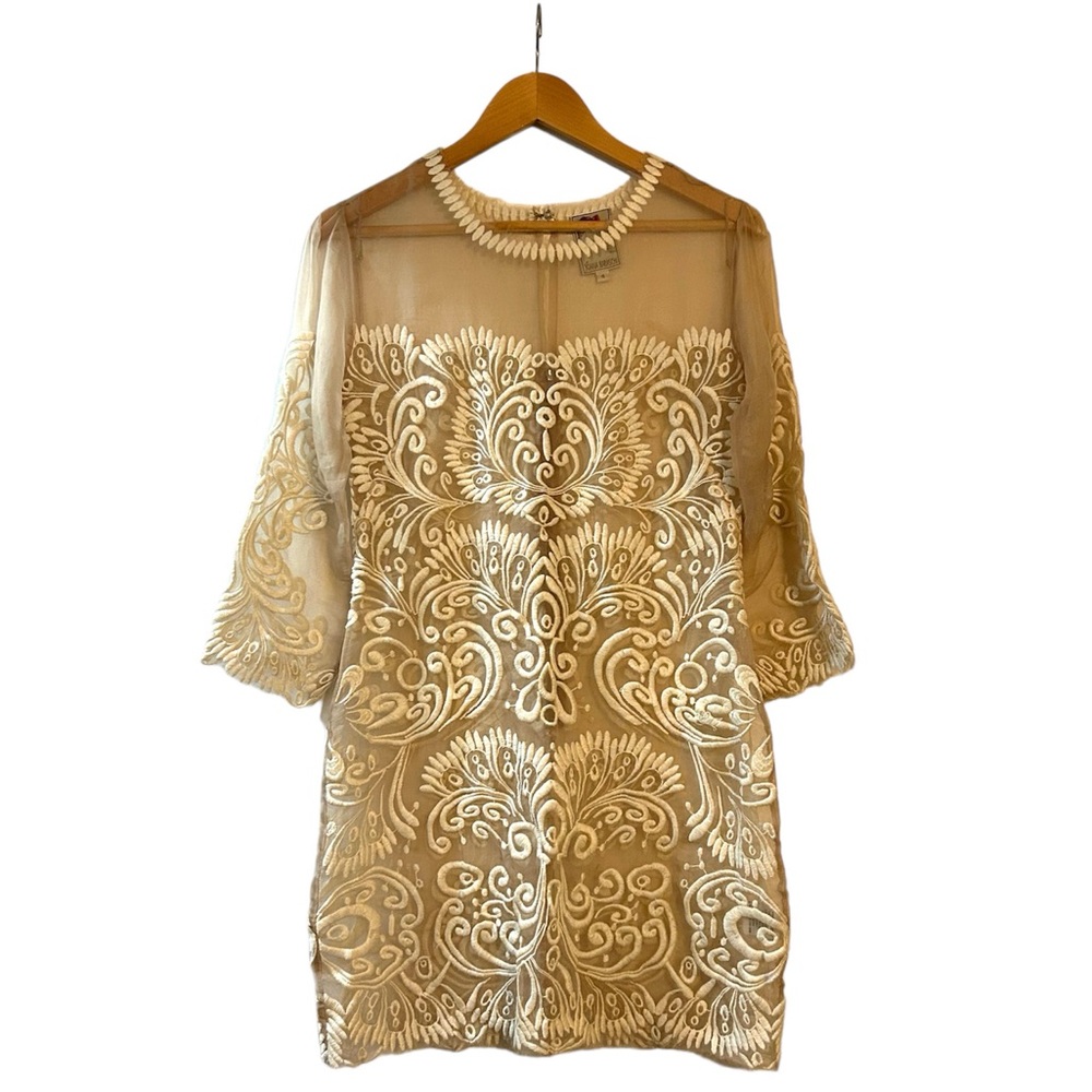 Yoana Baraschi 100% Silk Vintage Embroidered Shift Dress